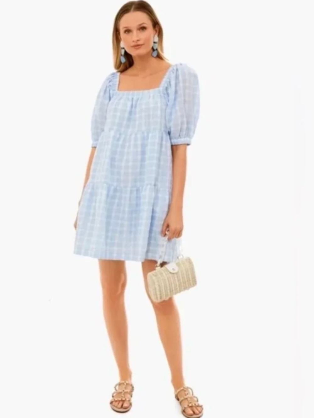 Hyacinth House Small S Gretta mini dress light blue gingham